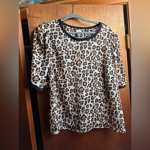 A new day cheetah print puff sleeve sheer top xl